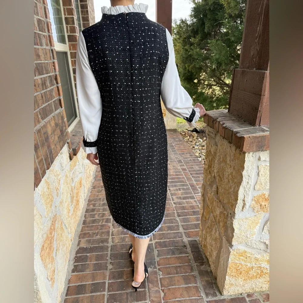 Dainty Jewells Black and Cream Long Sleeve Dress - Picture 3 of 6